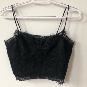 Lace Crop Camisole Black